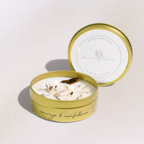Courage & Confidence Intention Candle - patchouli / iris flower / amber - Devine FlameCC4