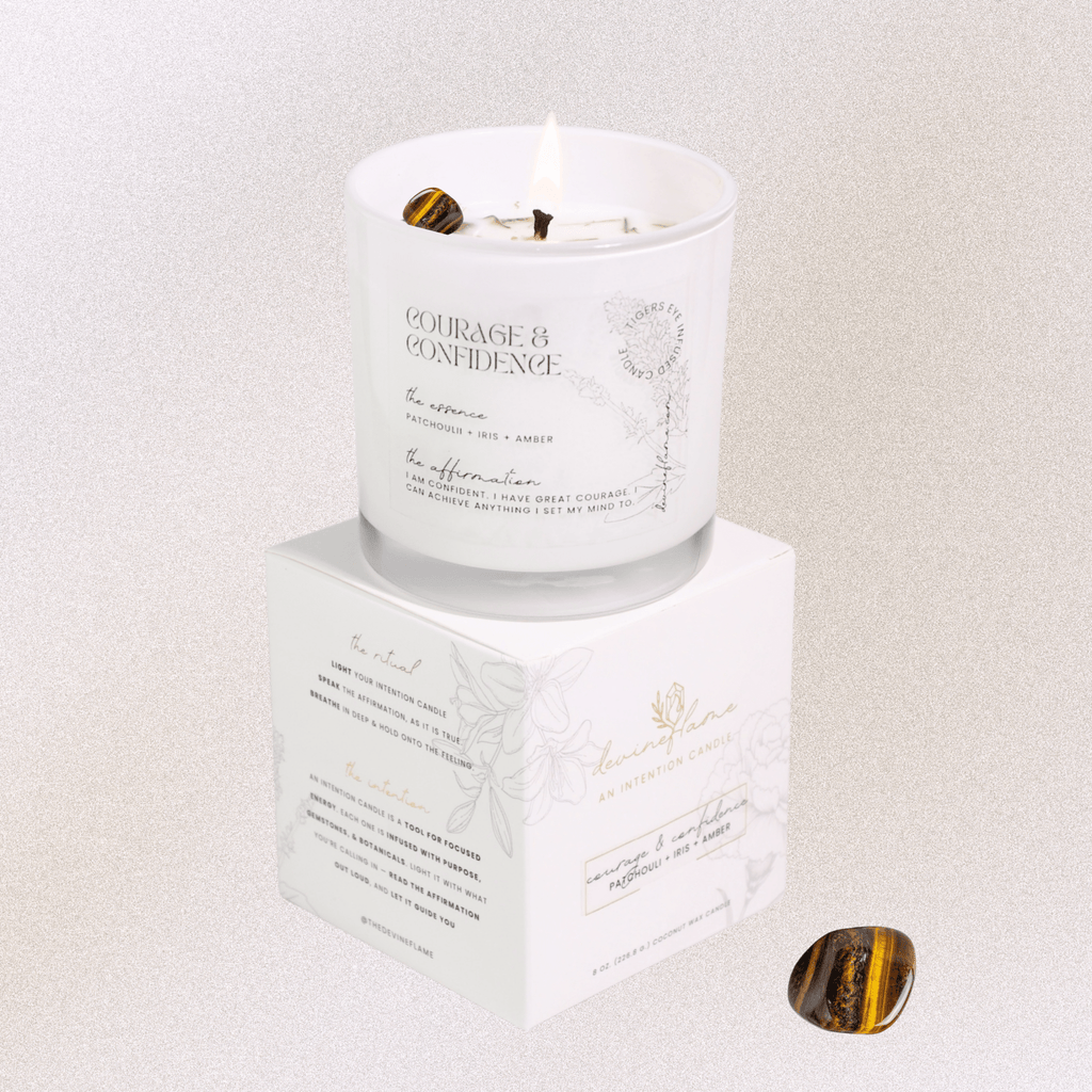 Courage & Confidence Intention Candle - patchouli / iris flower / amber - Devine FlameCC8