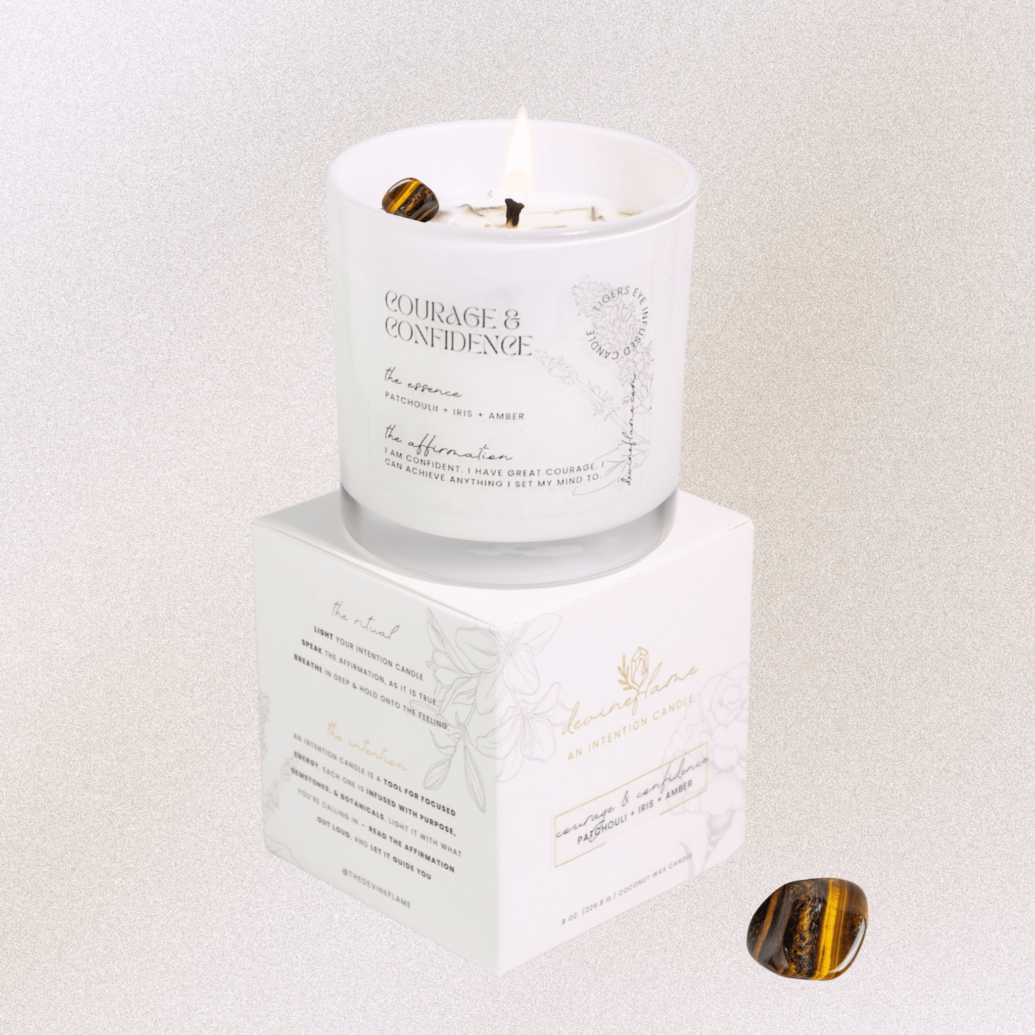 Courage & Confidence Intention Candle - patchouli / iris flower / amber - Devine FlameCC8