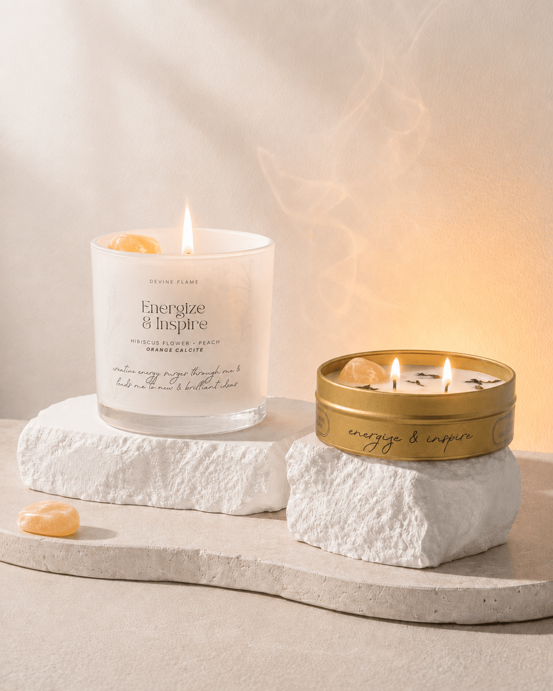 Energize & Inspire / hibiscus flower • white peach - Devine FlameEI8