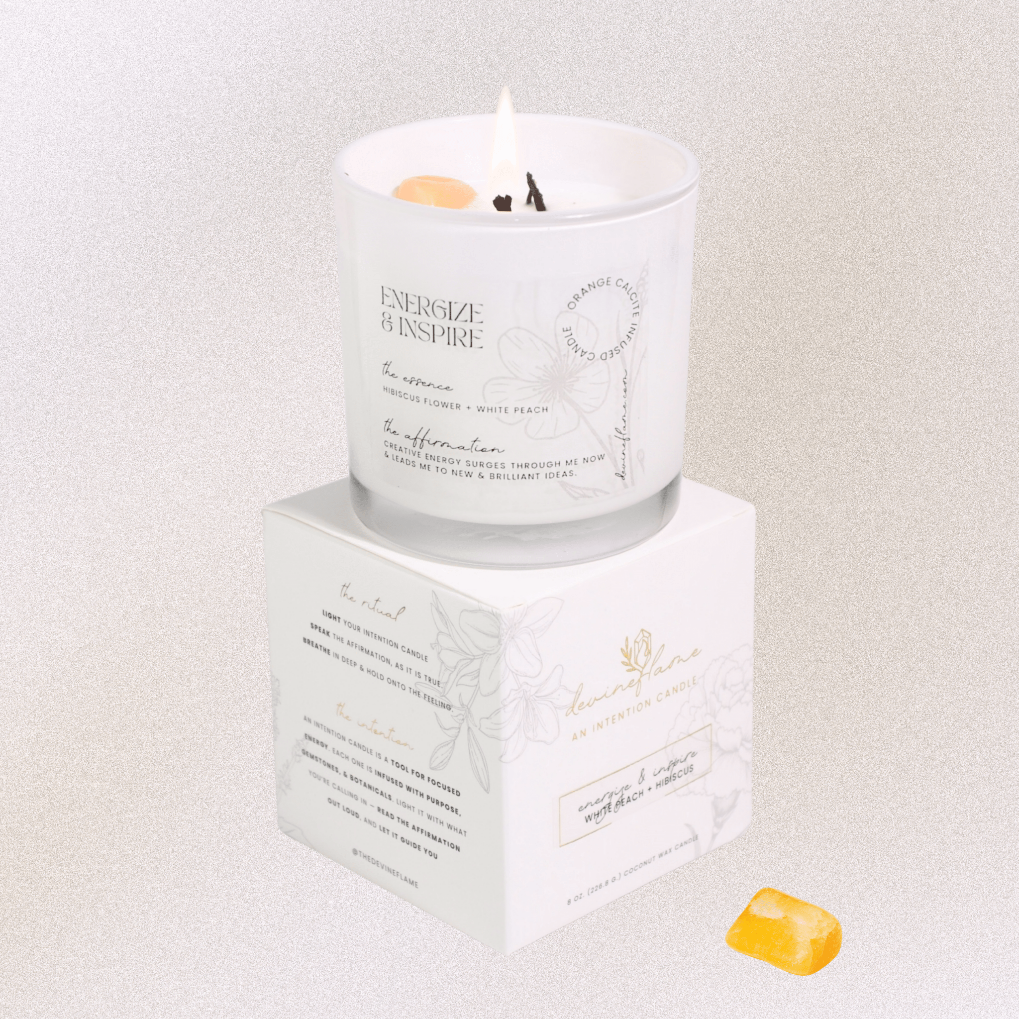 Energize & Inspire Intention Candle - hibiscus flower / white peach - Devine FlameEI8