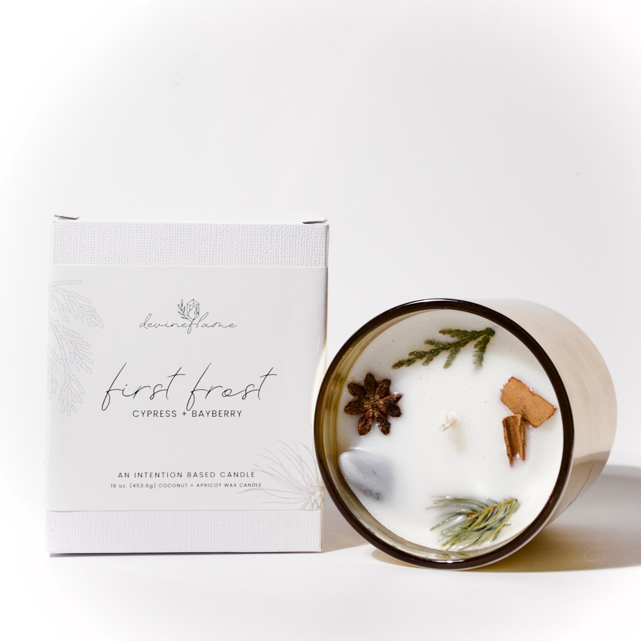 “First Frost” - cypress / bayberry / eucalyptus - blue lace agate - Devine Flame