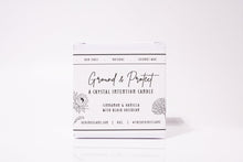 Cargar imagen en el visor de la galería, Ground &amp; Protect - Cinnamon Vanilla - Devine Flame handmade natural non-toxic &amp; vegan coconut wax crystal infused intention candle with obsidian crystal
