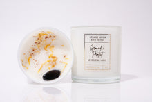 Cargar imagen en el visor de la galería, Ground &amp; Protect - Cinnamon Vanilla - Devine Flame handmade natural non-toxic &amp; vegan coconut wax crystal infused intention candle with obsidian crystal
