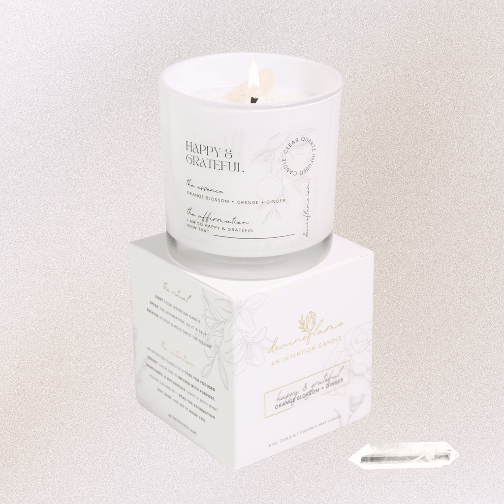 Happy & Grateful Intention Candle - orange blossom / orange / ginger - Devine FlameHG8