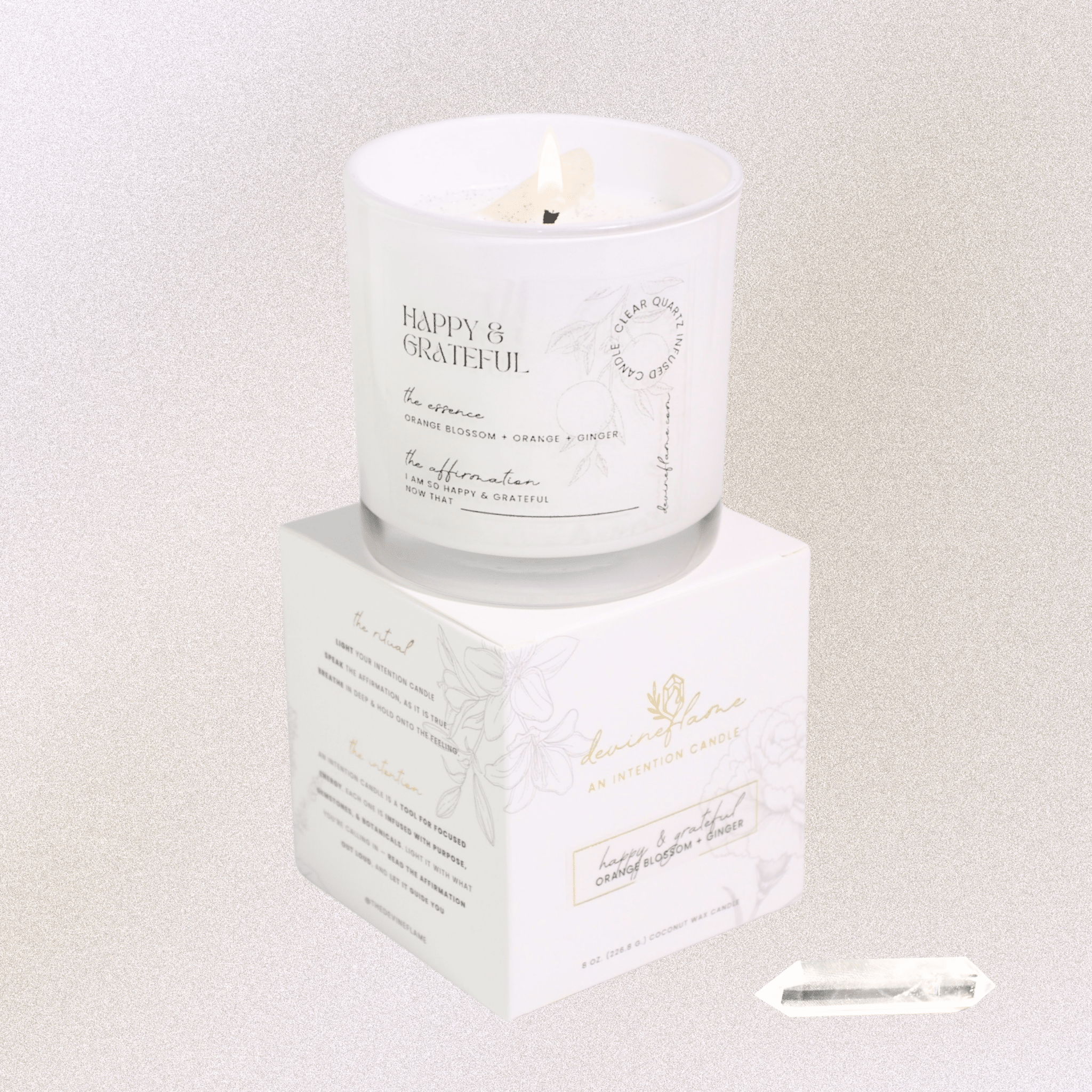 Happy & Grateful Intention Candle - orange blossom / orange / ginger - Devine FlameHG8