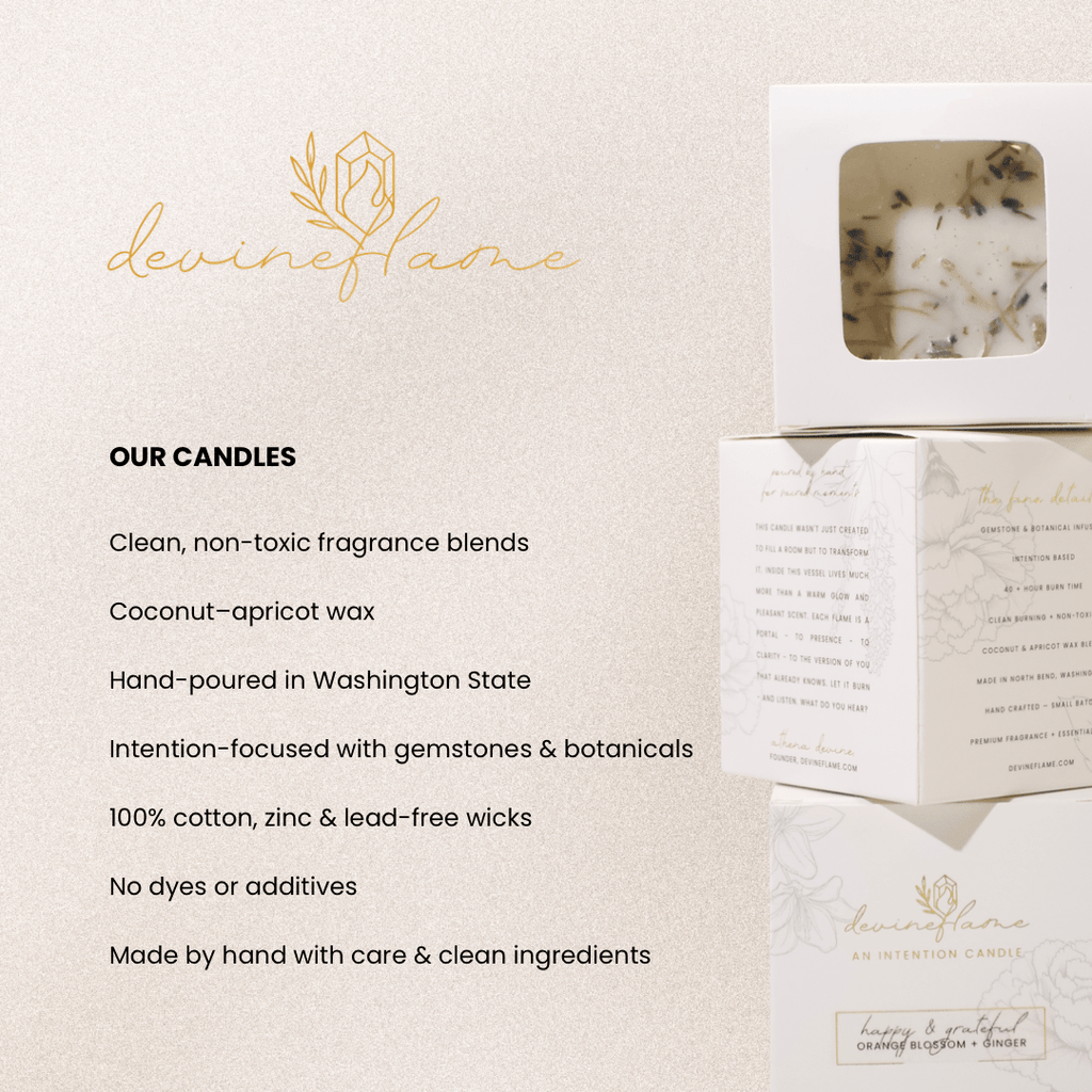 Happy & Grateful Intention Candle - orange blossom / orange / ginger - Devine FlameHG8