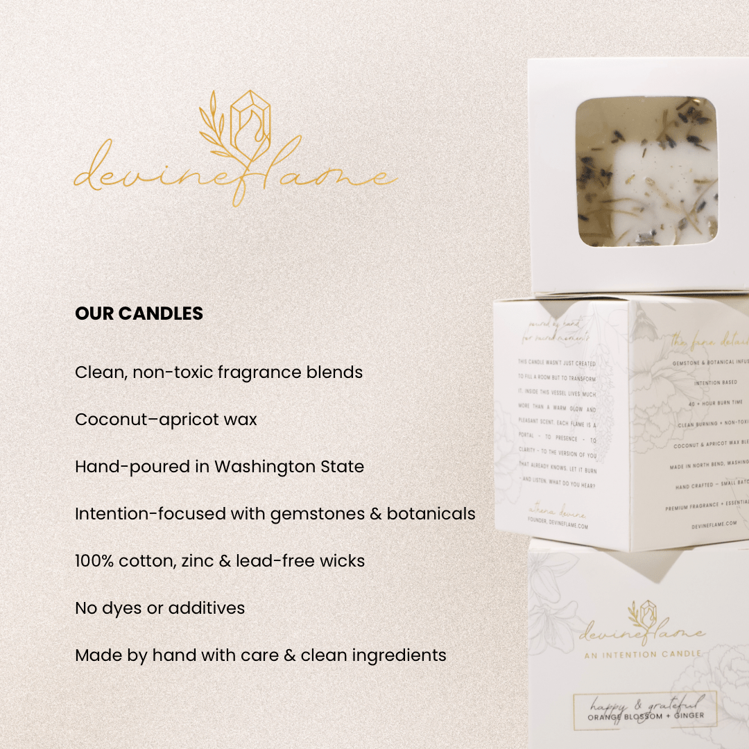 Happy & Grateful Intention Candle - orange blossom / orange / ginger - Devine FlameHG8
