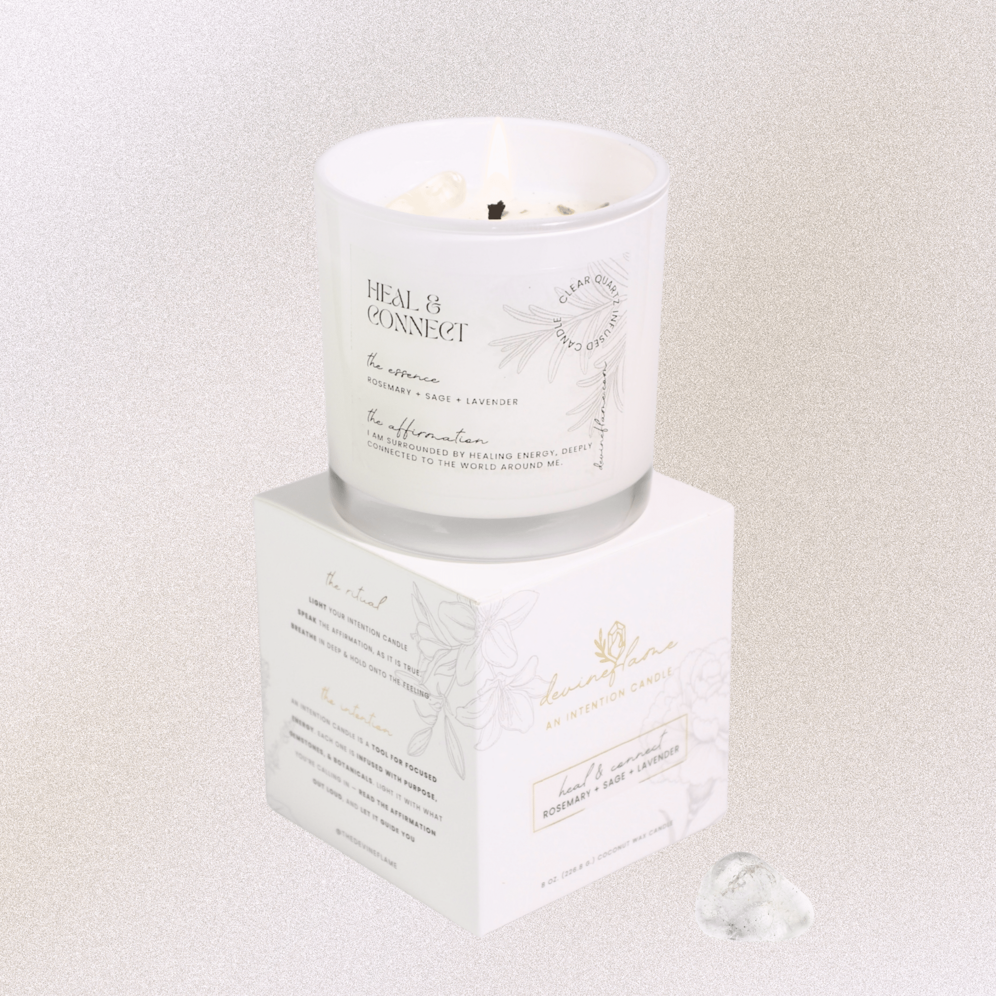 Heal & Connect Intention Candle - green sage / rosemary / lavender - Devine FlameHC8