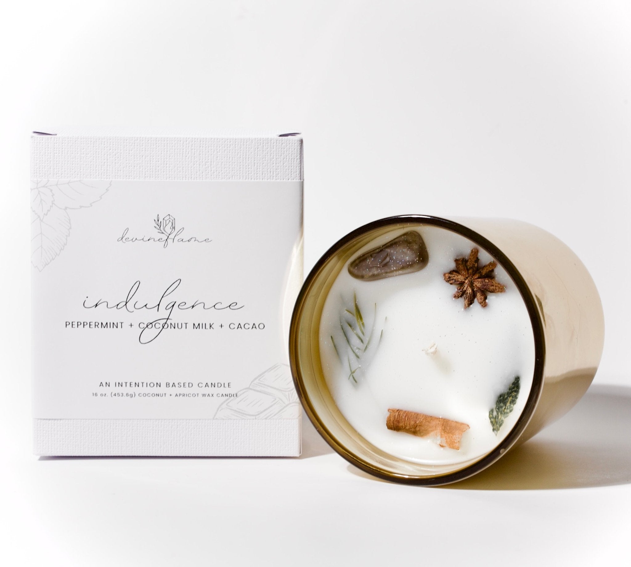 “Indulgence” - peppermint / coconut milk / cacao - smoky quartz - Devine Flame