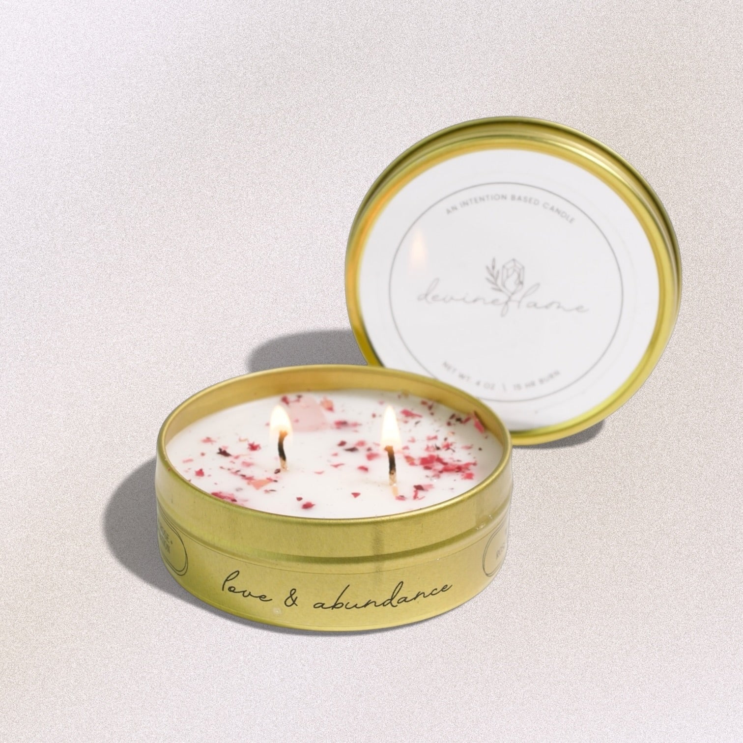 Love & Abundance Intention Candle - rose / carnation - Devine FlameLA4