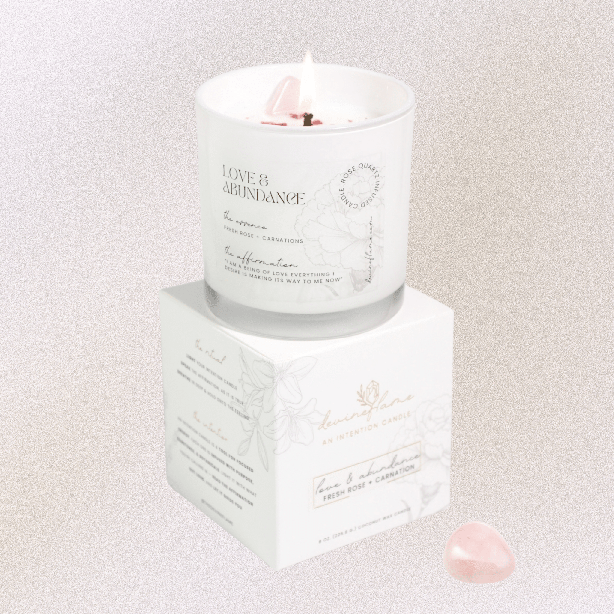 Love & Abundance Intention Candle - rose / carnation - Devine FlameLA8