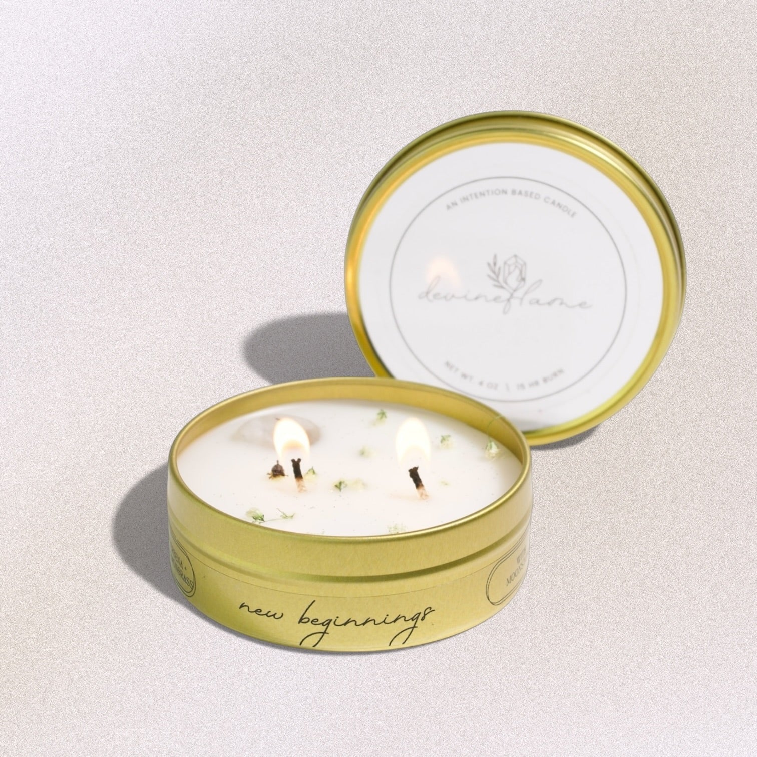 New Beginnings Intention Candle - lemon verbena / lemon / lemongrass - Devine FlameNB4