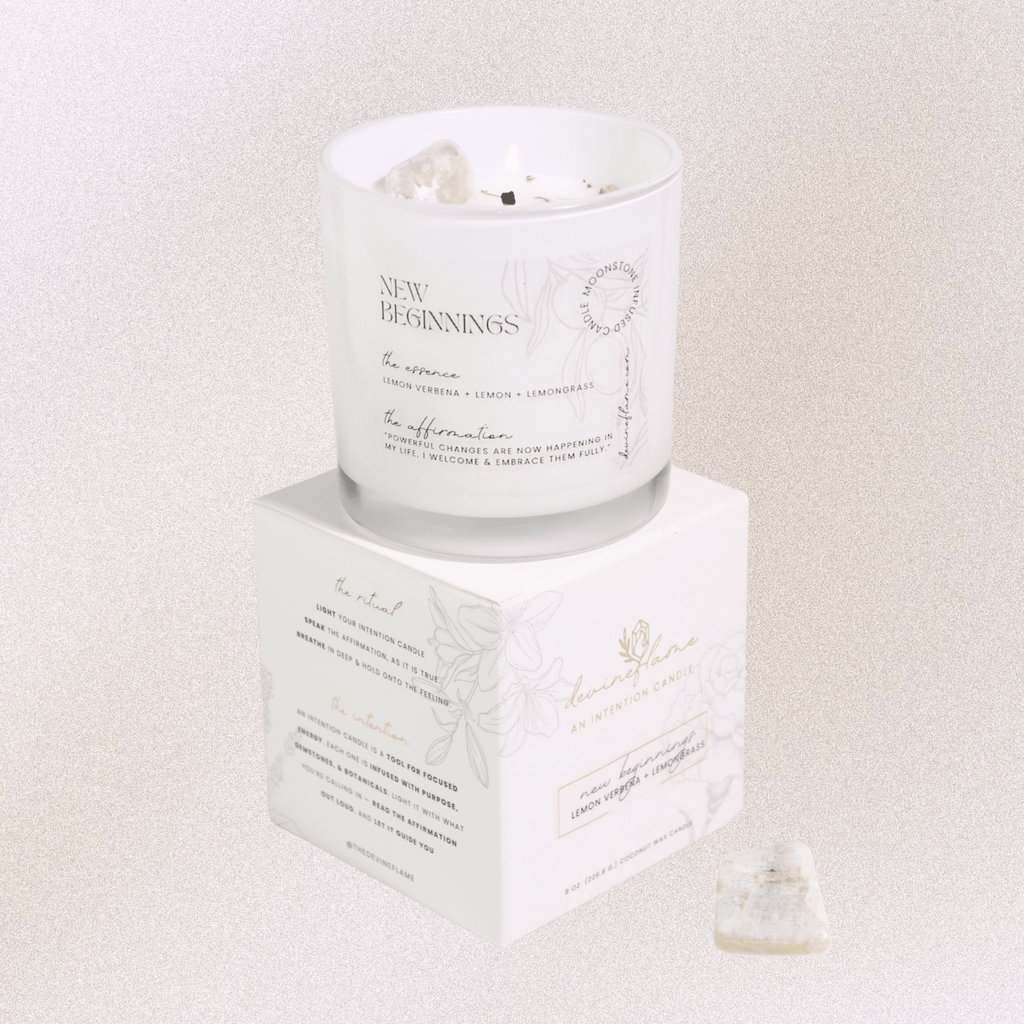 New Beginnings Intention Candle - lemon verbena / lemon / lemongrass - Devine FlameNB8