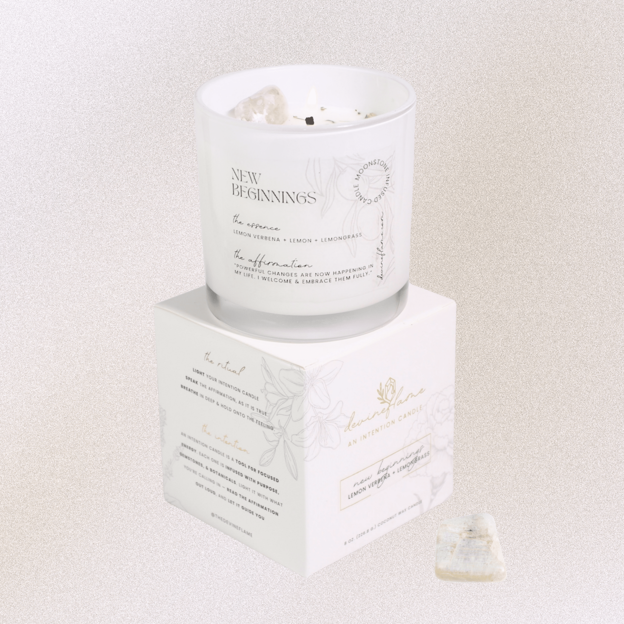 New Beginnings Intention Candle - lemon verbena / lemon / lemongrass - Devine FlameNB8