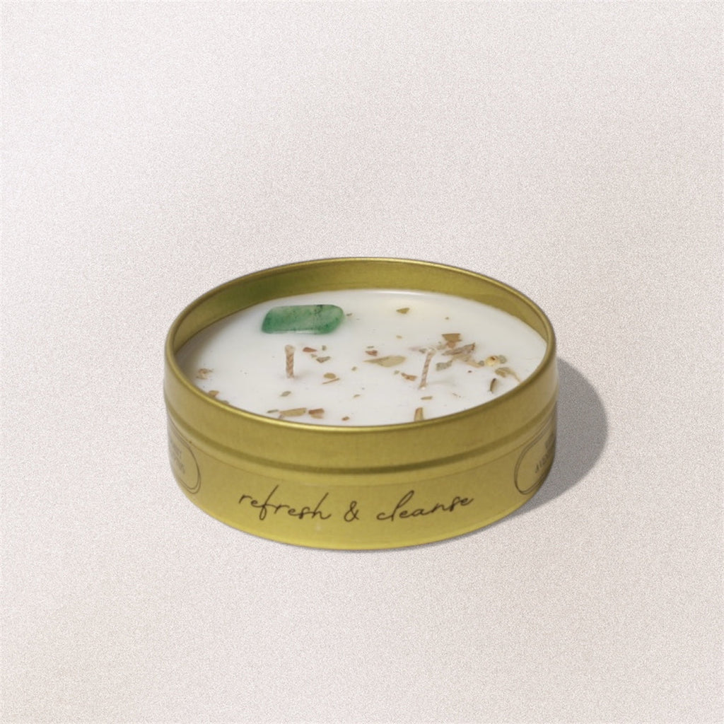 Refresh & Cleanse Intention Candle - peppermint / eucalyptus leaves - Devine FlameRC8