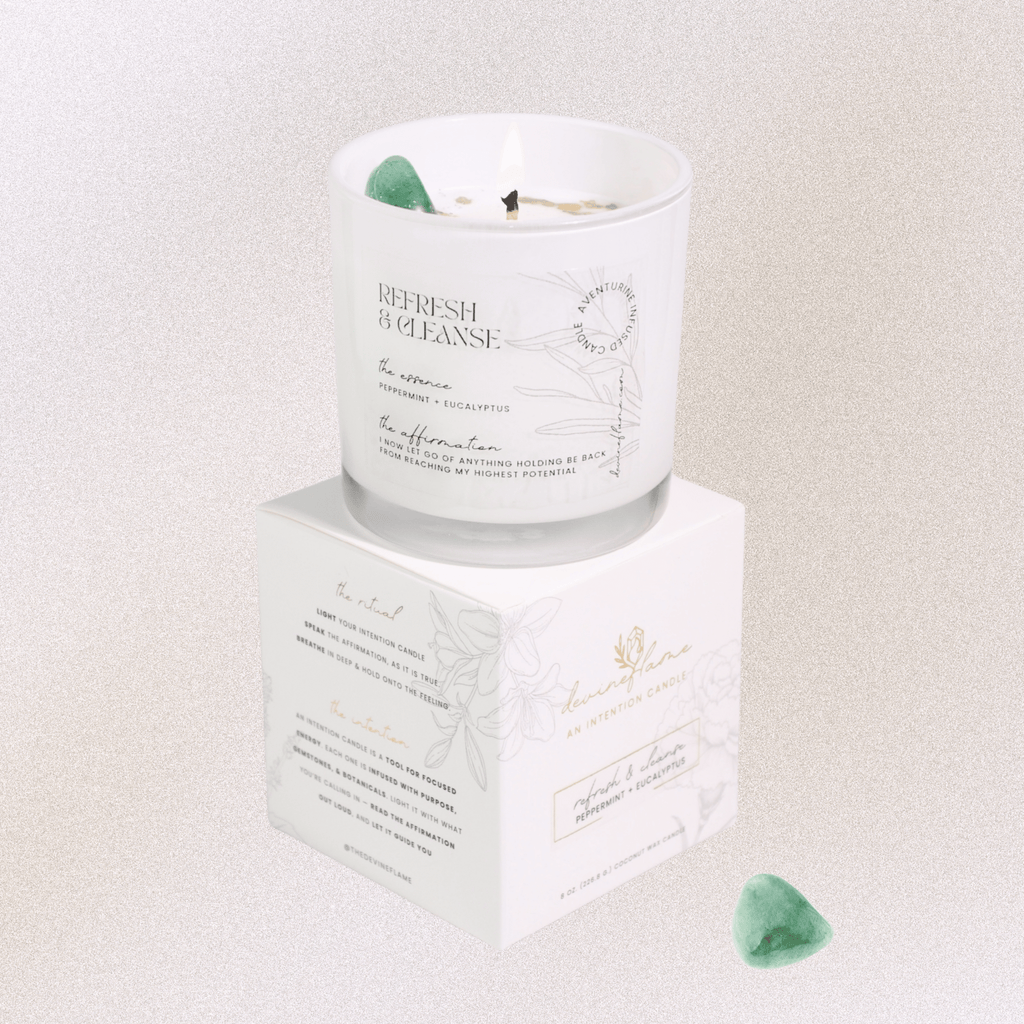 Refresh & Cleanse Intention Candle - peppermint / eucalyptus leaves - Devine FlameRC8