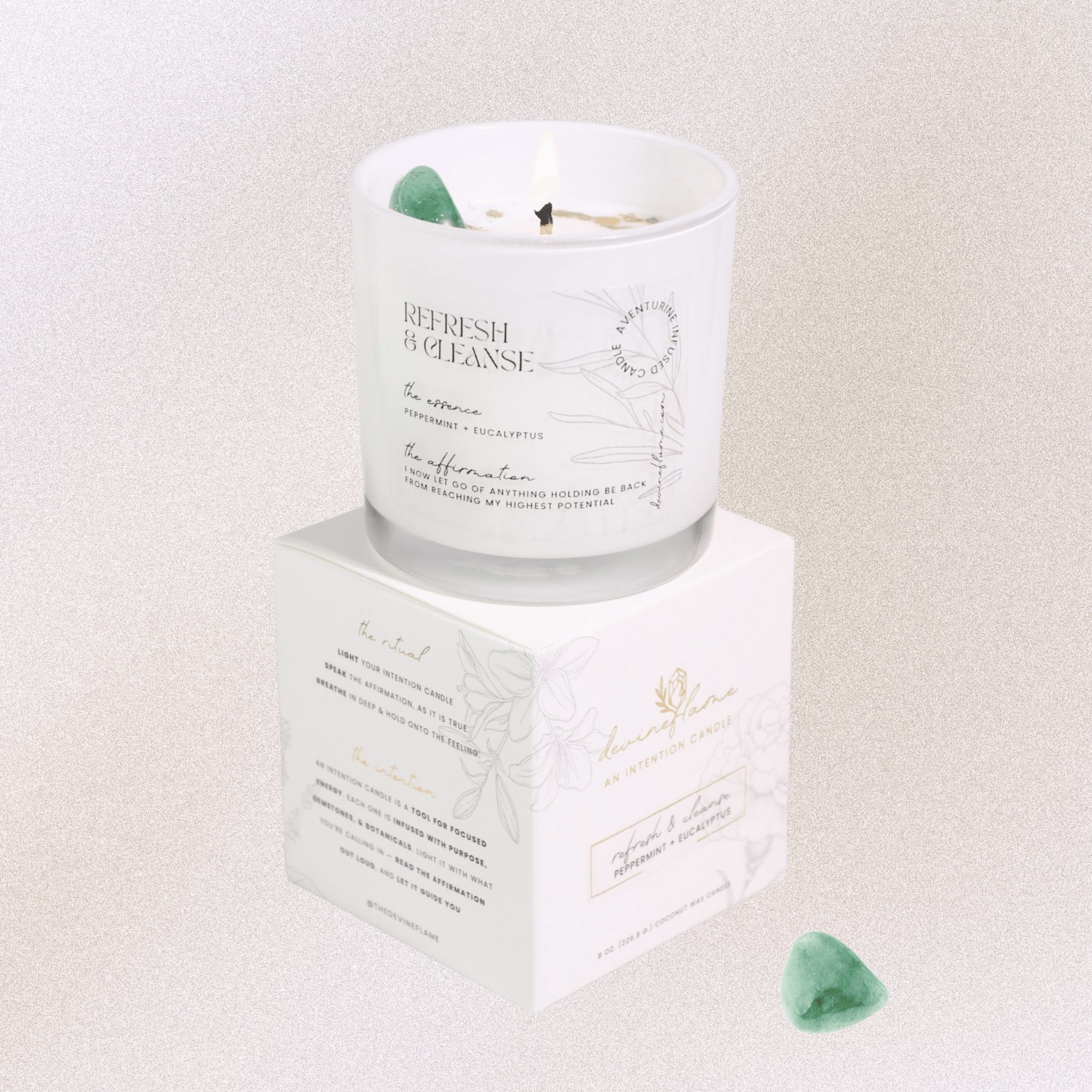 Refresh & Cleanse Intention Candle - peppermint / eucalyptus leaves - Devine FlameRC8