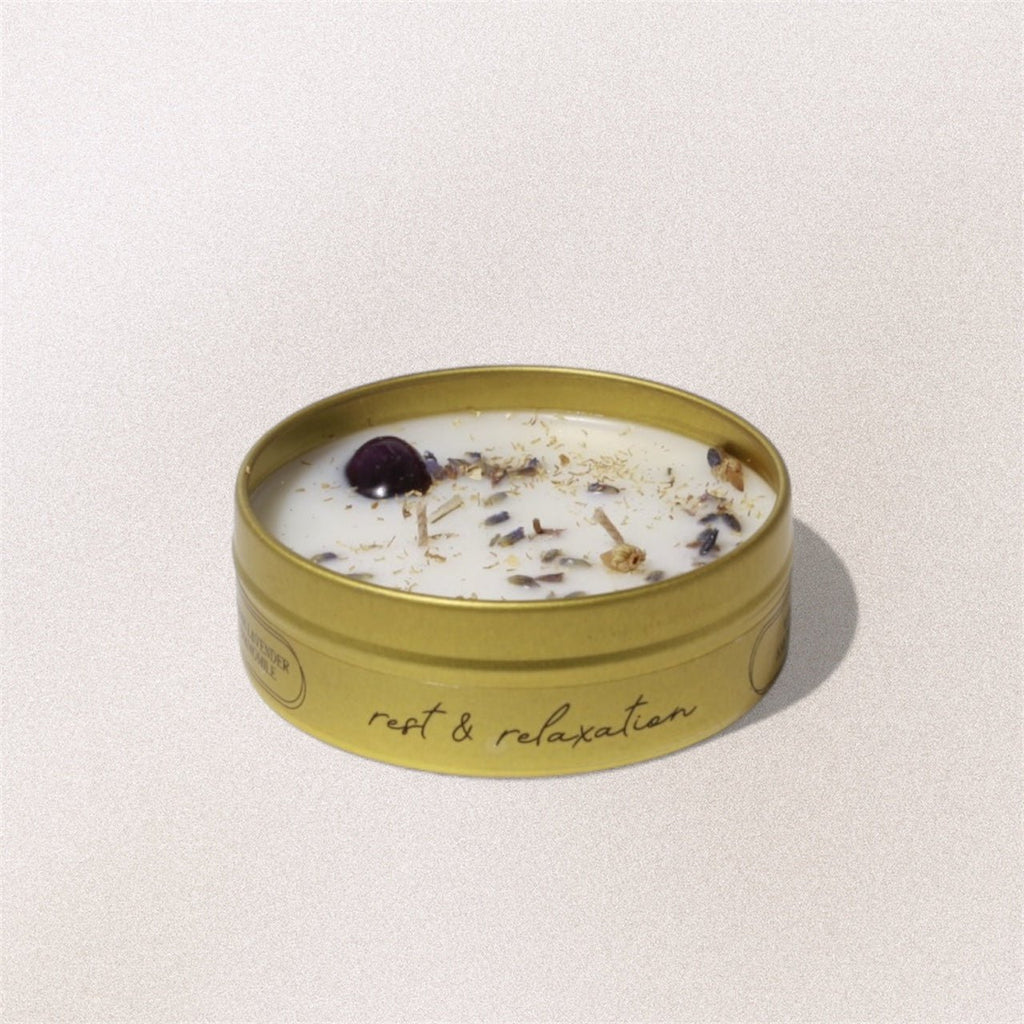 Rest & Relaxation Intention Candle - french lavender / chamomile flower - Devine FlameRR8