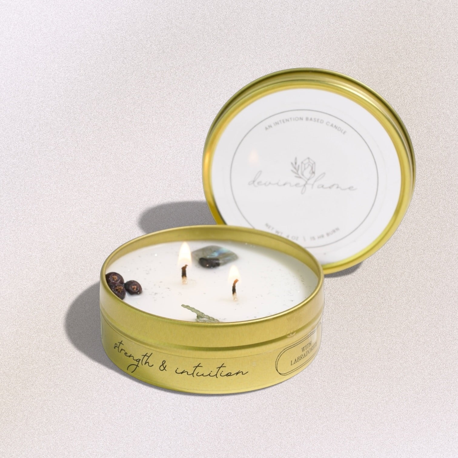 Strength & Intuition Intention Candle - juniper / currant / pear / cedar - Devine FlameSI4