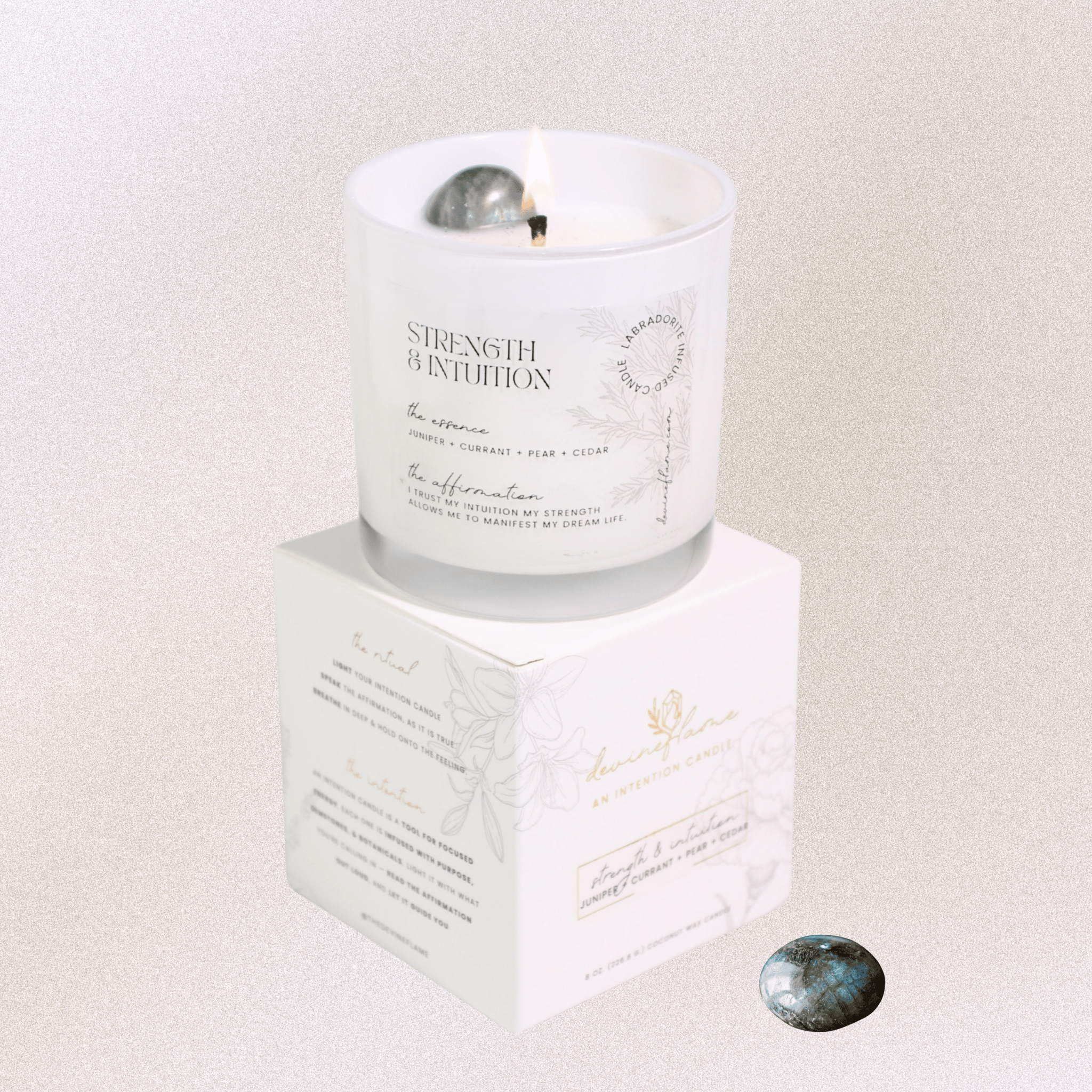 Strength & Intuition Intention Candle - juniper / currant / pear / cedar - Devine FlameSI8