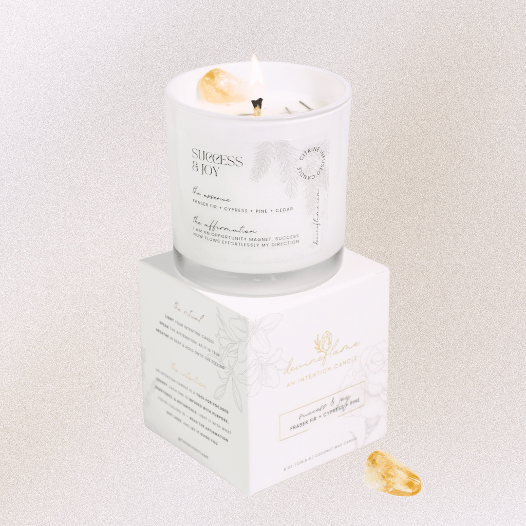 Success & Joy Intention Candle - fir / pine / cypress / cedar - Devine FlameSJ8