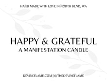 Load image into Gallery viewer, Happy &amp; Grateful - A Manifestation Crystal Candle
